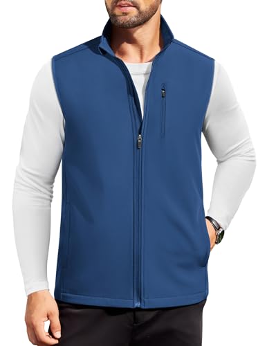 COOFANDY Mens Lightweight Golf Softshell Vests Windproof Sleeveless Jacket - color: Navy Blue, size: Medium
