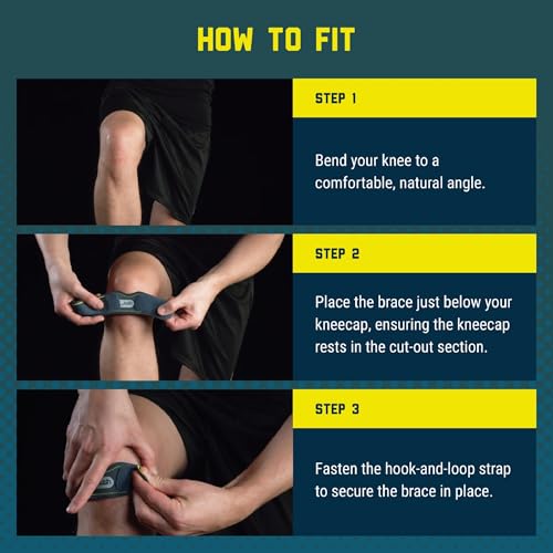 Push Sports Patella Brace for Pain Relief from Jumper's Knee and Osgood-Schlatter Disease. Non-Slip Brace Comfortably Stays in Place During Sports & Competition. (One-size)