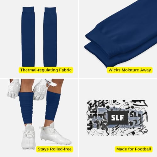 SLEEFS Football Leg Sleeves for Turf Burn and Skin Irritation Protection - color: Navy, size: Kids