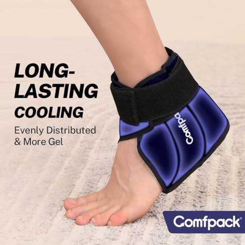 Comfpack Ankle Ice Pack Wrap for Swelling, Heel Ice Pack for Pain Relief, Hot Cold Therapy Cold Pack for Plantar Fasciitis, Achilles Tendonitis, Ankle Sprain, Foot Pain, Navy - color: Dark Blue-1 Pack