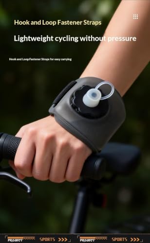 Wrist Water Bottle 200ml, Portable Running Hand Water Bottle with Hook and Loop Strap, Collapsible Silicone Sports Hydration Flask for Running, Cycling, Hiking, Walking, Gym (White) - color: White