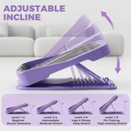 Slant Board for Calf Stretching, 9-Level with 2 Resistance Bands