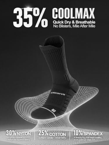 Coolmax Running Socks for Women Stay Dry Cloud Cushioned Compression - color: Black, size: 8-11