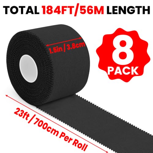 NUITPY 8 Pack Athletic Tape, Black Sports Tape - color: Black-8 Rolls