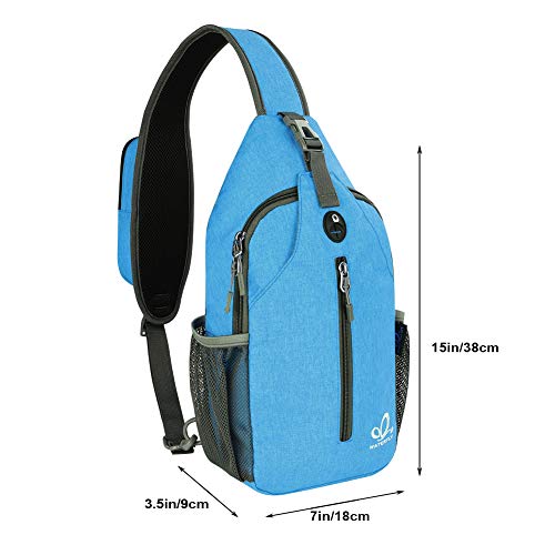 WATERFLY Crossbody Sling Backpack Sling Bag Travel Hiking Daypack - color: N - Sky Blue