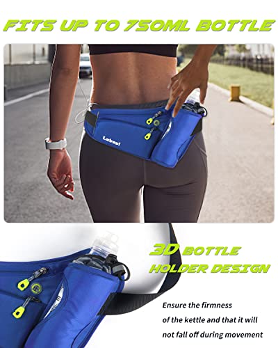 Labeol Running Belt, Waterproof Hydration Belt with Water Bottle Holder - color: Blue