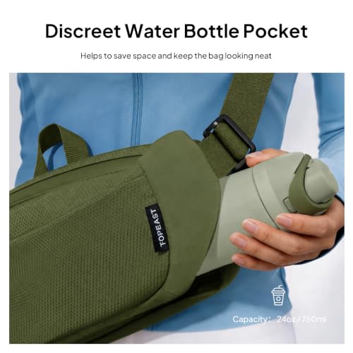 TOPEAST Waist Pack Large Capacity Fanny Pack with Water Bottle Pocket - color: Dark Green