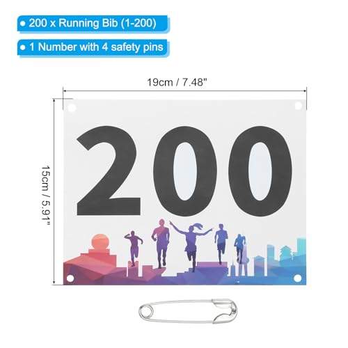 PATIKIL Tearproof Running Bib Numbers, Waterproof Race Competitor Numbers - size: 7x6 Inch, style: 1-200