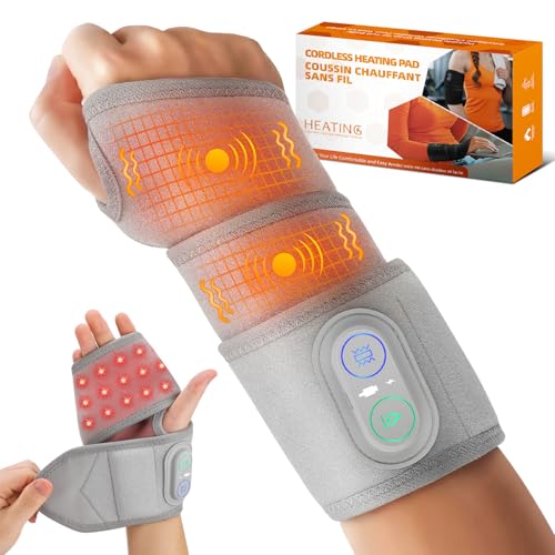 WoloyHeatie Wrist Heating Pad Brace Wrap Red Light Massage Carpal Tunnel - color: Light Grey