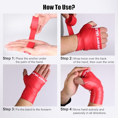POWER GUIDANCE Muscle Floss Bands - Compression Bands - Mobility & Recovery Bands - for Improving Movement, Increasing Circulation & Reducing Soreness - color: Black and Red - For Hands