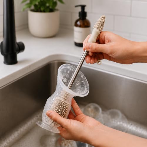 Haakaa Food-Grade Silicone Double-Ended Cleaning Brush (Brush-Pebble) - color: Brush-pebble