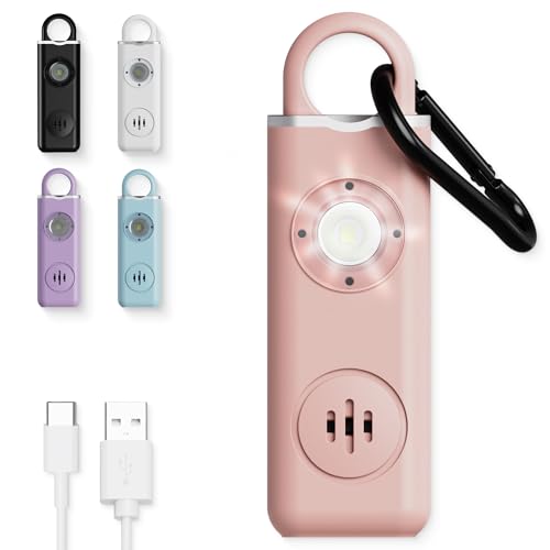 Rechargeable Personal Alarm Keychain for Women, 130dB, USB-C Charging, Pink - color: B - Pink