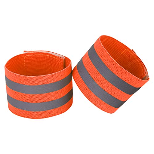 X AUTOHAUX 4 Pcs Reflective Bands for Wrist High Visibility Night Safety Cycling Riding Reflector Tape Straps Bracelet - color: Orange