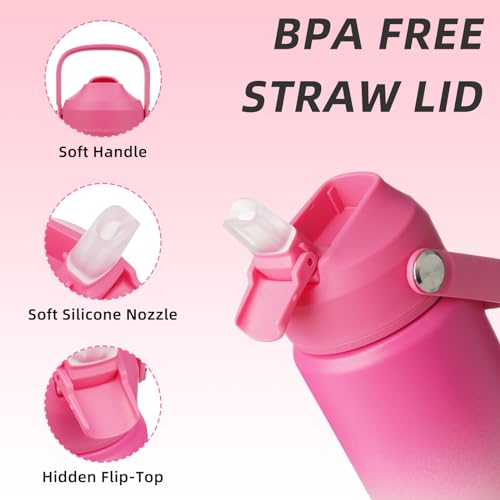 BJPKPK 18oz Insulated Water Bottle, Stainless Steel Bottle with Straw Lid - color: Cherry, size: 18 Ounces