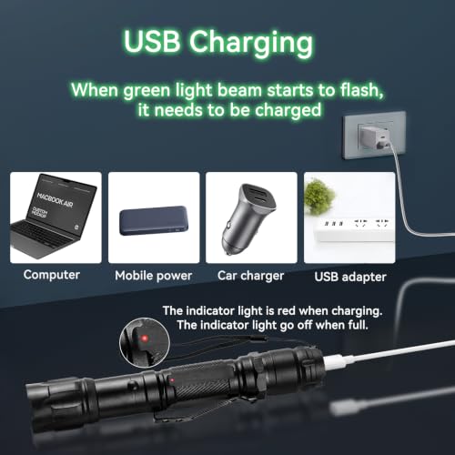 4-Pack Green Laser Pointers, Type-C Rechargeable with Star Caps