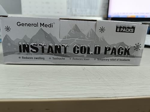 General Medi Instant Ice Cold Pack (4”x 5.5”) – 8 Packs Disposable Cold Therapy Ice Packs for Pain Relief, Swelling, Inflammation, Sprains, Toothache – for Athletes & Outdoor Activities - size: 8 Packs (4”x 5.5”)