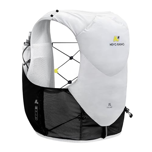 N NEVO RHINO 5L Running Vest, Water Vest Backpack with 2x500ml Soft Flasks - color: White, size: Small