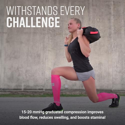 MudGear Graduated Compression Socks, Durable, Sweat-Resistant OCR Performance Socks with Cushioned Footbed, Made in USA - color: Pink/Gray, size: Small