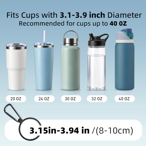 Water Bottle Carrier Hook Clip with Carabiner, 2 Pack Silicone Bottle Holder Fits 3.15-3.94 Inch Bottle Necks, Portable Hanging Hook for Outdoor Hiking Camping Travel