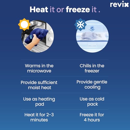 REVIX Microwavable Heating Pad for Neck Shoulders & Back, Moist Heat, Navy - color: Navy