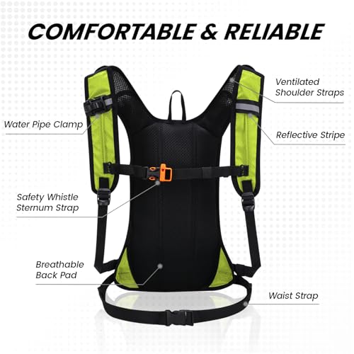 Nepest Hydration Pack Backpack with 2L Water Bladder Reflective Lightweight - color: Green
