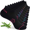 floconssy Ankle Socks for Women, Bamboo Viscose Cushioned Running Socks - color: 5 Pairs Black, size: 9-11