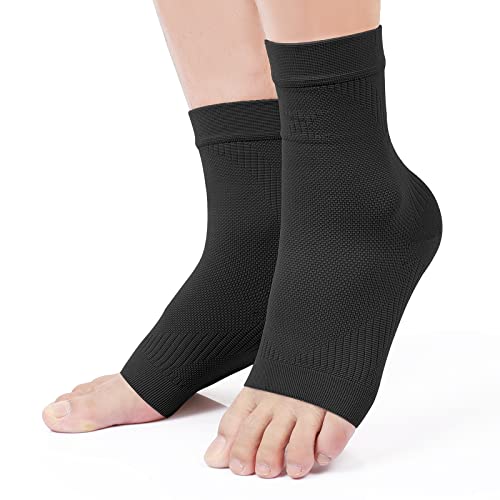 KEKING Ankle Brace Compression Sleeve – Plantar Fasciitis & Achilles - color: Black, size: X-Large