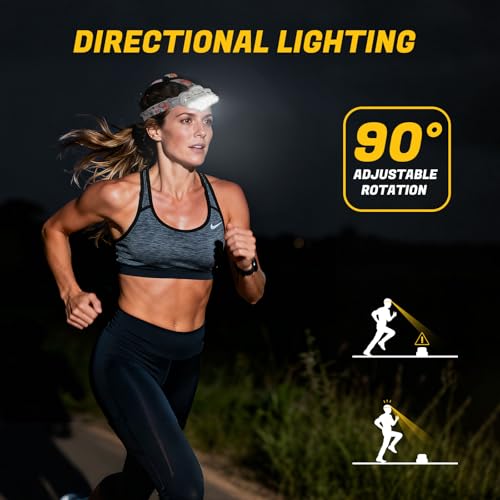 MIOISY 8 Led Headlamp Rechargeable, Super Bright Headlight Flashlight Gray - color: Gray