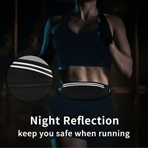 Running Belt Fanny Pack, Running Waist Pack for Women & Men USA Patented Hands-Free Reflective Runner Pouch Belt Fitness Workout Bag No-Bounce Adjustable Sport Travel Fanny Pack Cell (Black) - color: Black