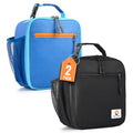 CaCTOUR Lunch Box Kids,2 Packs Insulated Lunch Bag for Girls Boys,Soft Bag Mini Cooler Back to School Thermal Reusable Lunch Bag for Work School Picnic (Blue & Black) - color: Black+Blue