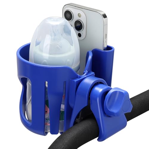 Accmor Stroller Cup Holder, Universal Cup Holder for Walker Wheelchair Bike Scooter, 360° Rotatable Stroller Cup Holder Attachment Walker Wheelchair Accessory - color: Cup Phone Holder-Blue