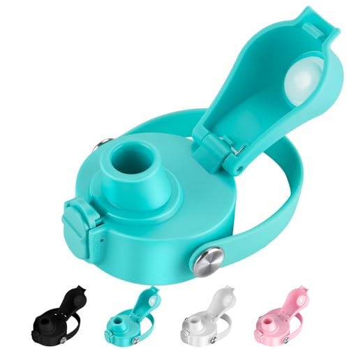 Auto Spout Lid for HydroFlask Wide Mouth Sport Water Bottles, Replacement Lid for Hydro Flask Wide Mouth 12, 16, 18, 32, 40, 64oz, Chug Lid with Flexible Handle, Button Lock, Black - color: Blue