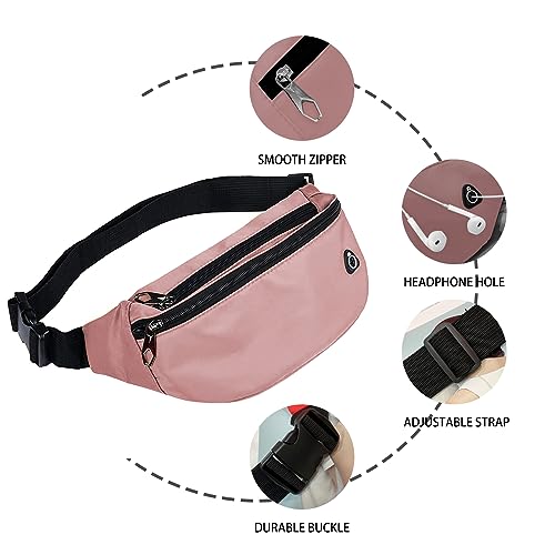 Fanny Packs for Men and Women Water-Repellent Sports Waist Pack Bag - color: 1pack-New Pink
