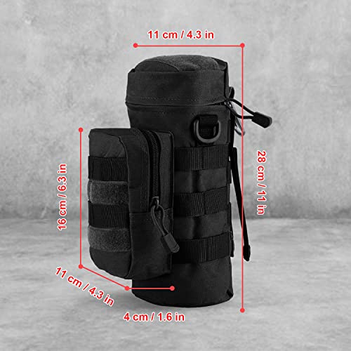 MOLLE Water Bottle Holder for Backpack, Tactical Bottle Pouch Carrier for Travel Hiking Cycling with Metal Hook