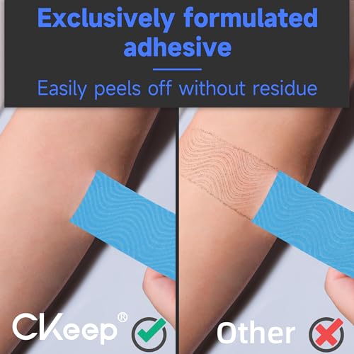 CKeep Kinesiology Tape, Uncut Elastic Athletic Tape 2 Rolls, Light Blue