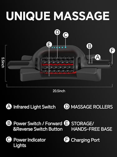 Rolling Percussive Deep Tissue Massage Roller Stick with Hands-Free Base, Electric Rolling Massager with 6-Speed Massager for Muscle Recovery & Lymphatic Circulation for Back,Arm,Leg & Foot Massage