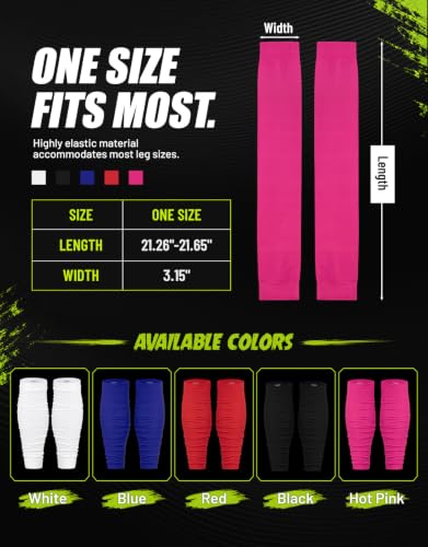 Football Leg Sleeves Scrunch Style Calf Compression Sleeve Men One Size - color: Neon Pink