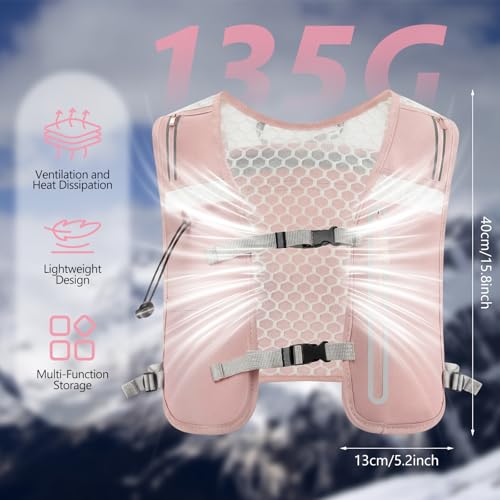 2 Pcs Running Vest for Women Men, Reflective Running Vest with Adjustable Waistband & Phone Pocket, Outdoor Pack Lightweight Breathable Backpack for Marathon Hiking - color: Black