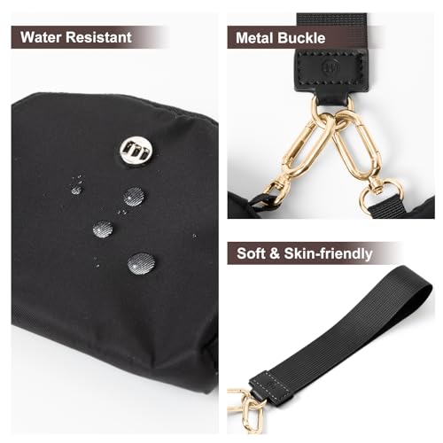 Keychain Wallet Mini Zip Around Wristlet Wallets for Women Detachable Dual Pouch Wristlet Portable Coin Purse Small Wallets - color: Black+Gold