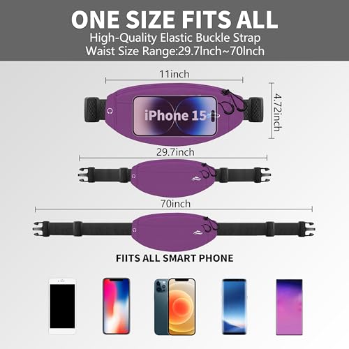 Running Fanny Pack Whole Bag Reflective, Running belt for Women &Men,Sweatproof Phone Holder Workout, Running Waist Pack (purple) - color: purple