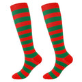Junely Compression Socks for Women Knee High Striped Polka Dot Stockings - color: Red Green