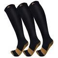 FuelMeFoot 3 Pack Copper Compression Socks - Compression Socks Women & Men Circulation - Best for Medical,Running,Athletic - color: 00 Black, size: Large-X-Large