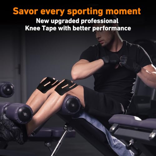 KTQUICK Precut Kinesiology Tape for Knees,24PCS,Stronger Adhesive Black - color: Black, size: 24PCS