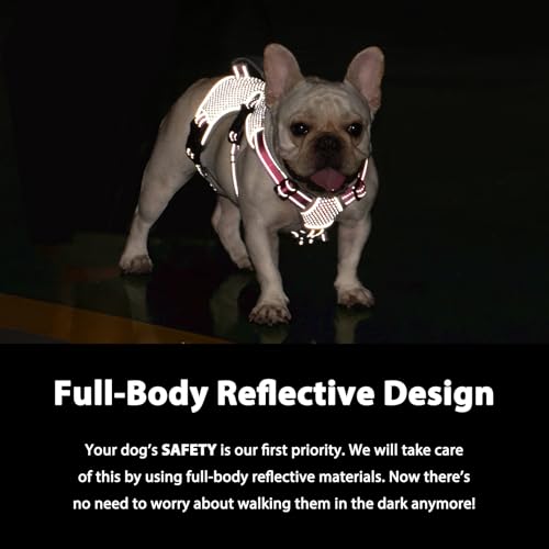 Huntboo Escape Proof Dog Harness, Dachshund Harness, Reflective Dog Harness with Handle, Durable,Adjustable Vest for Small Medium Large Dogs Walking, Training, and Running Gear (Red,M) - color: Red, size: Medium(Pack of 1)