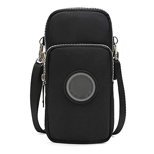 ZGMYC 3-Layers Cellphone Pouch Wristlet Purse Waterproof Sports Armband Shoulder Bag Wallet - color: Black