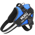 MUMUPET Custom Dog Harness Vest with 2 Personalized Name & Phone Patches - color: Blue-Custom, size: Small