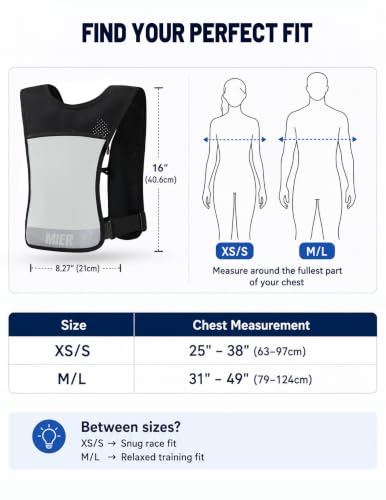 MIER Running Hydration Vest for Women Men, 500ml Soft Flask & Phone Holder - color: Gray, size: Medium-Large