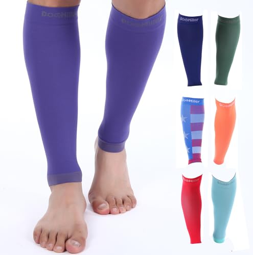 Doc Miller Compression Calf Sleeve for Men & Women, 20-30mmHg - color: Violet, size: Small REGULAR