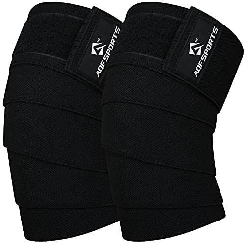 AQF Knee Wraps for Weightlifting Bandage - 78" IPL & USPA Approved (Pair) - color: Black
