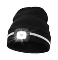 MELASA Reflective Stripe Beanie with the Light, Warm Hat with Light Outdoor - color: Black